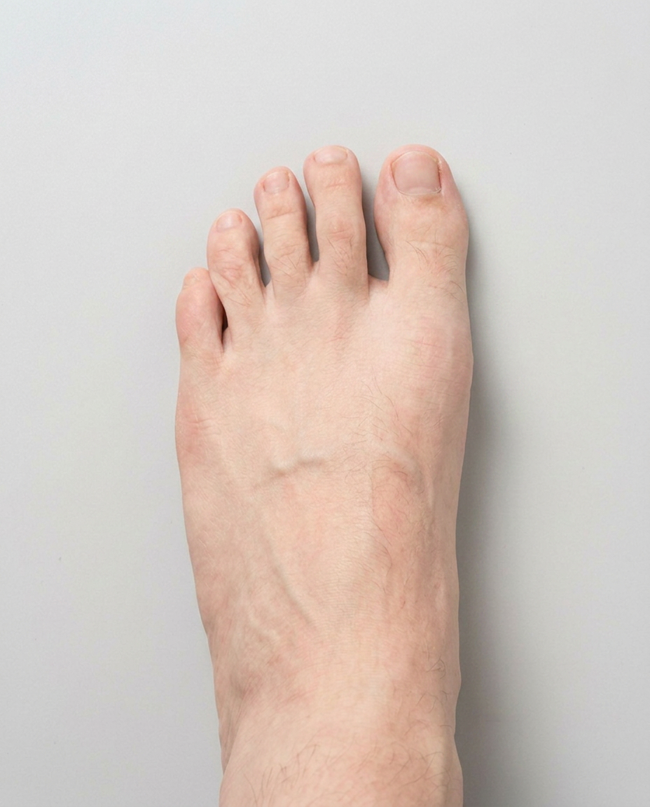 The same bare foot with the toes relaxed and spread apart